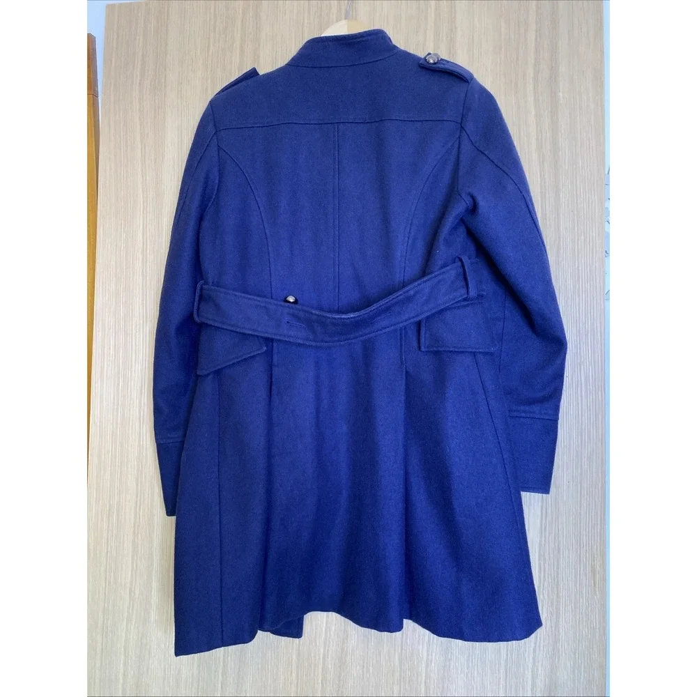 Steve Madden Women Blue Military Style Zip Front Peacoat Jacket Size Small